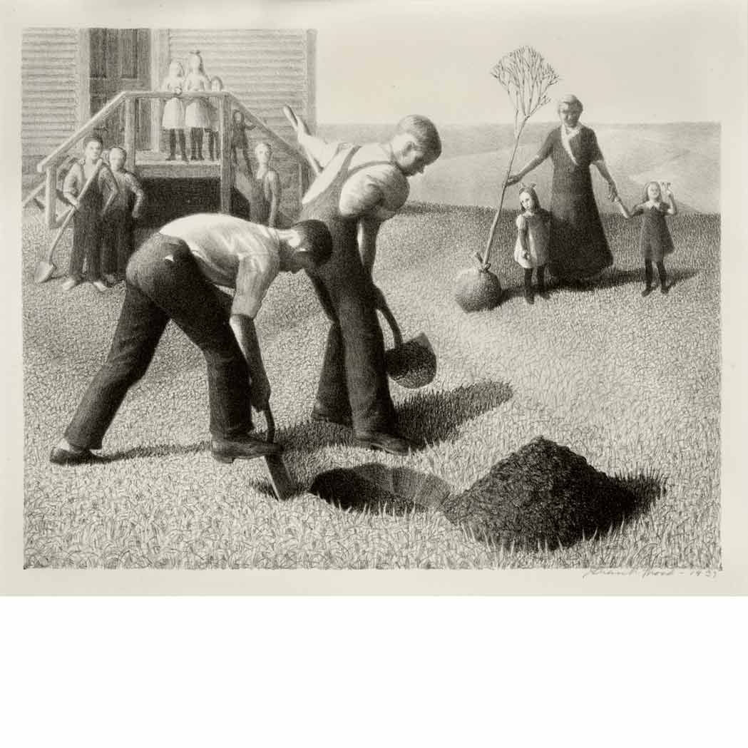 Appraisal: Grant Wood - TREE PLANTING GROUP COLE Lithograph signed in