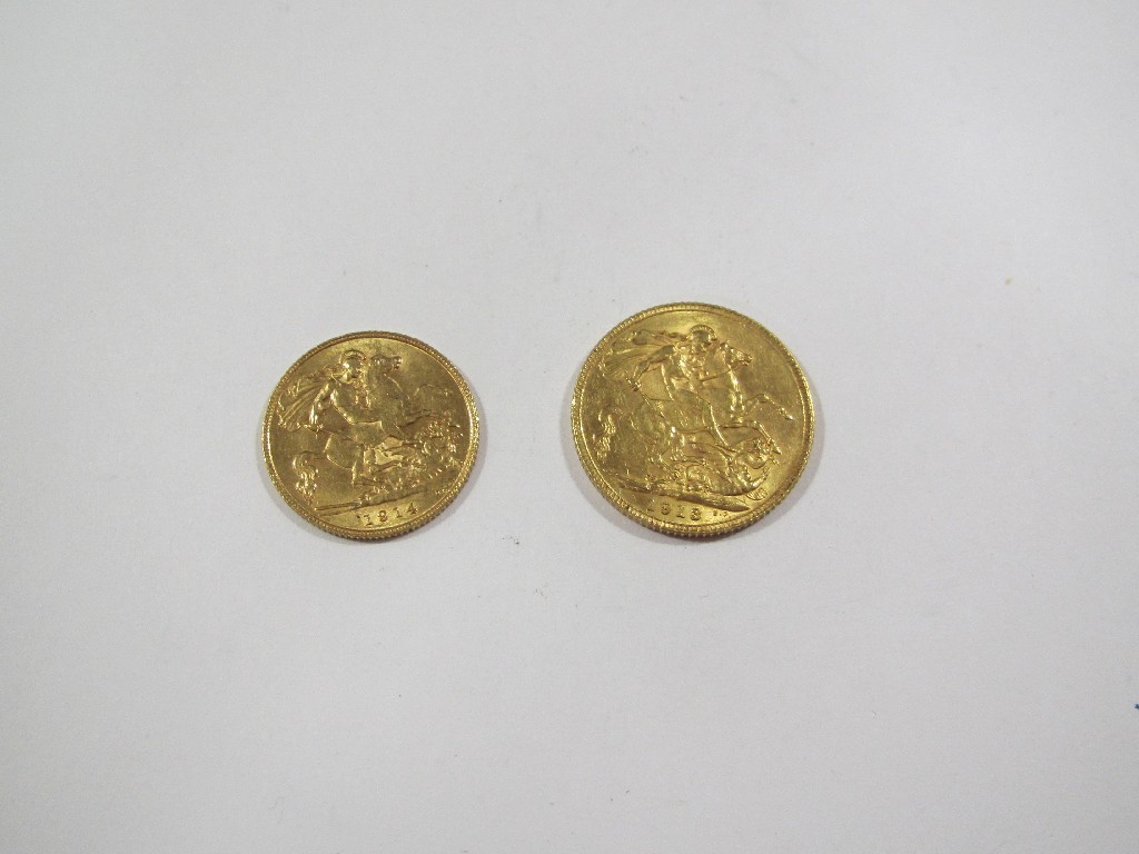 Appraisal: George V head sovereign dated and a similar half sovereign