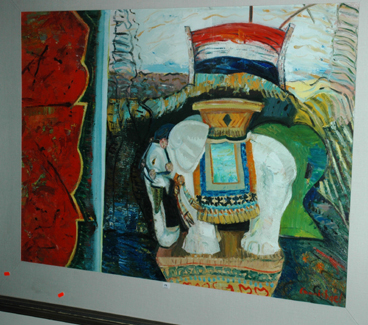 Appraisal: SIGNED CARMICHAEL ELEPHANT II OIL ON PAPER