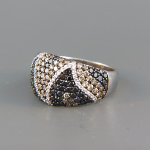 Appraisal: Diamond Ring fancy white champagne black round diamonds totaling carats