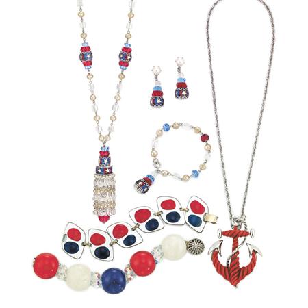 Appraisal: Group of Nautical and Red White and Blue Jewelry Estimate