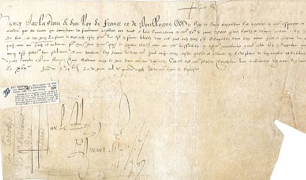 Appraisal: World Figures Document Signed Henry p on vellum oblong folio