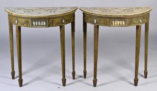 Appraisal: Adam Style Marble Wedgwood Console Tables Near pair of Neoclassical