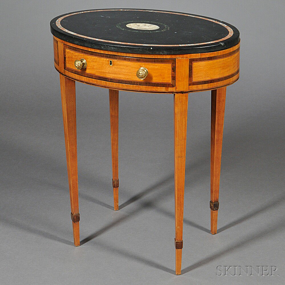 Appraisal: Louis XVI-style Marble-top Occasional Table th century with an oval