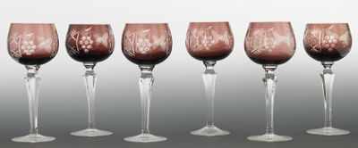 Appraisal: Six Wheel Cut Wine Goblets by Moser Moser wine goblets