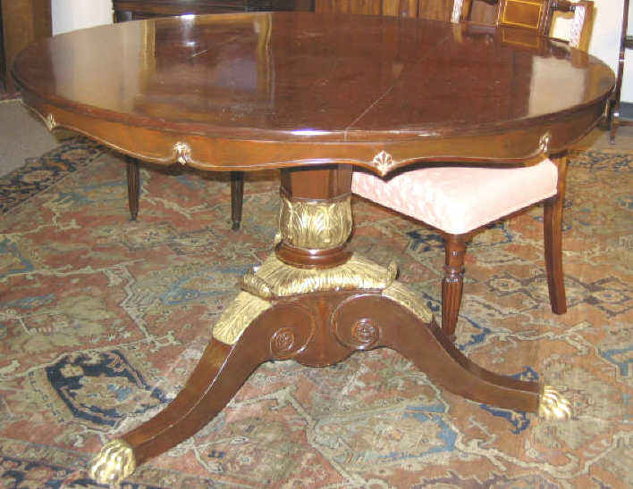 Appraisal: CONTINENTAL MAHOGANY CIRCULAR PEDESTAL TABLE Shaped apron with shell motif