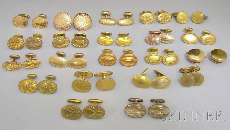 Appraisal: Approximately Twenty-one Pairs of Mixed Metal Cuff Links