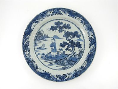 Appraisal: A pair of massive Chinese blue and white dishes painted