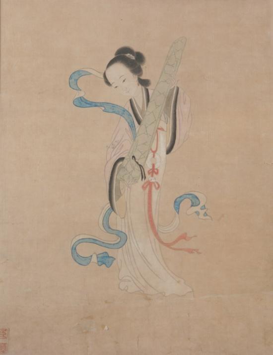 Appraisal: ANONYMOUS Chinese th century MEIREN Ink and color on paper