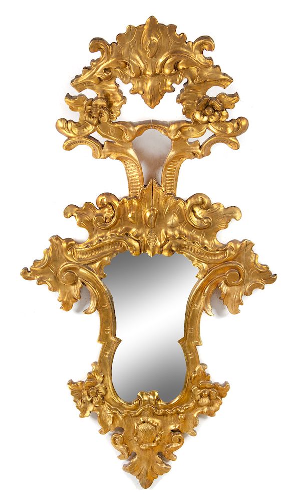 Appraisal: An Italian Baroque Style Giltwood Mirror Height x width inches