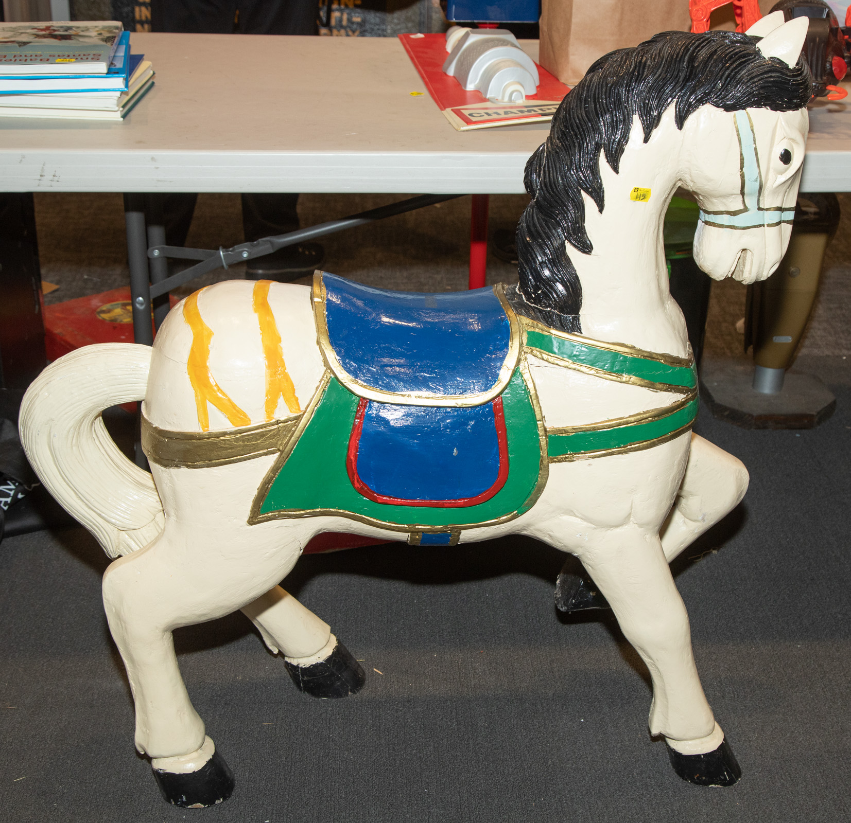 Appraisal: CARVED PAINTED WOODEN CAROUSEL STYLE HORSE in H in W