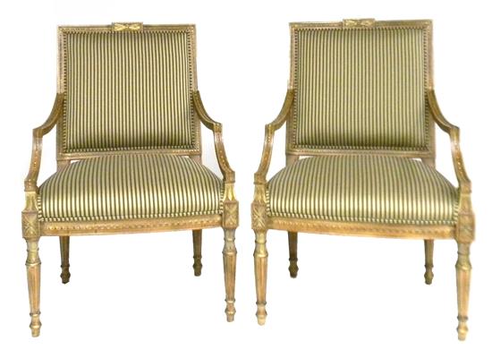 Appraisal: Pair of Jeffco Co Louis XV style open armchairs each