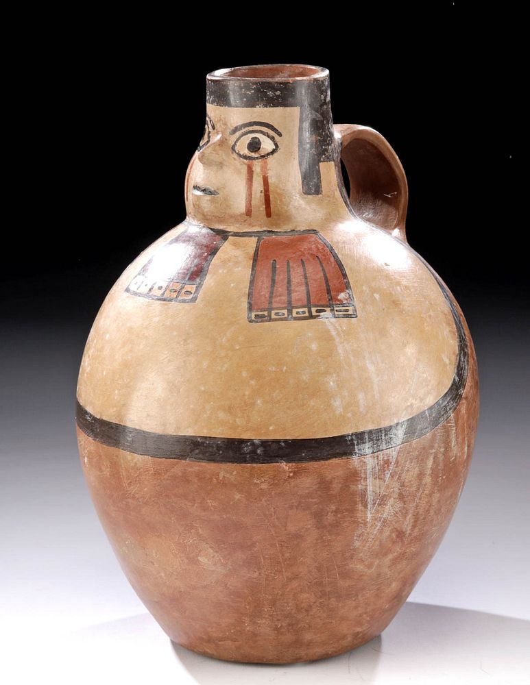 Appraisal: Impressive Huari Polychrome Figural Jug Pre-Columbian South Central Coast Peru