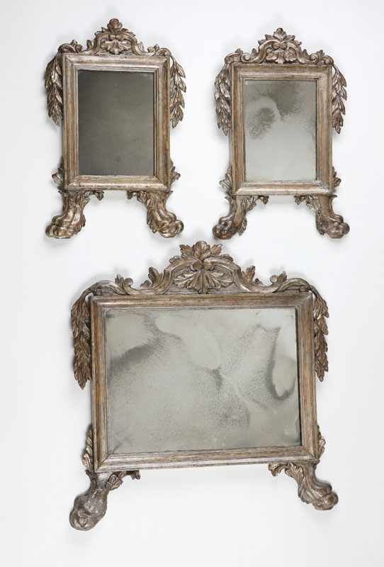 Appraisal: A set of three Italian Neoclassic style silvered mirrors th