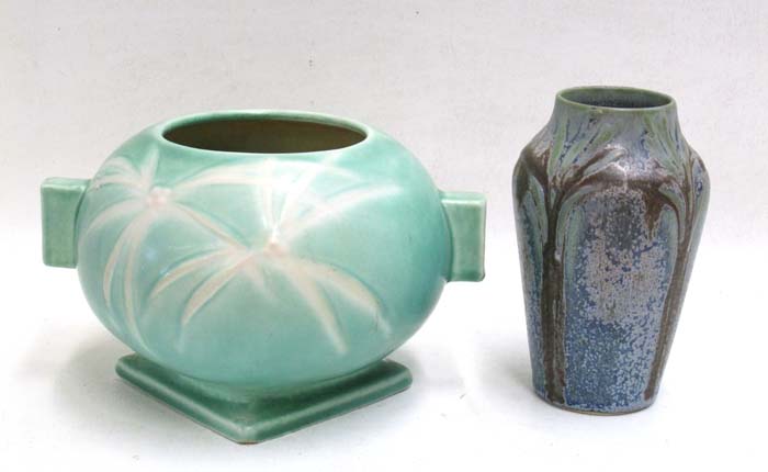 Appraisal: ART POTTERY VASES two pieces Roseville Dawn - c H