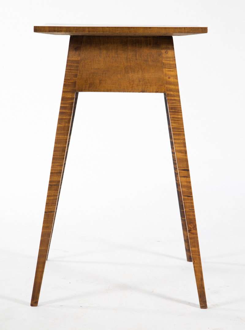 Appraisal: Federal style tiger maple stand th century splayed legs in