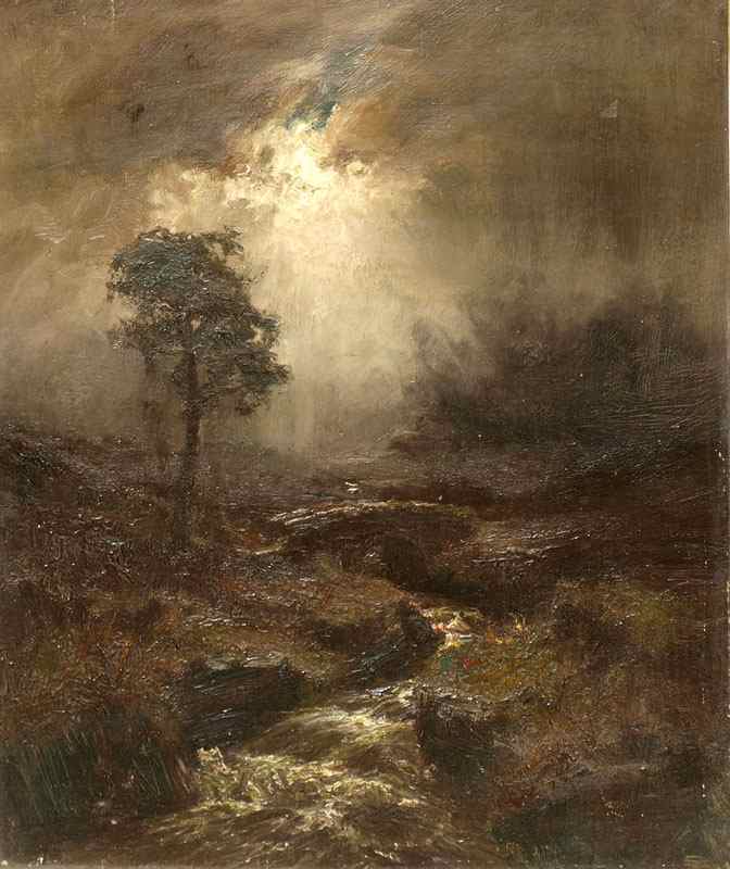 Appraisal: GIBSON William Alfred Scottish - A Foggy Moonlit Scottish Landscape