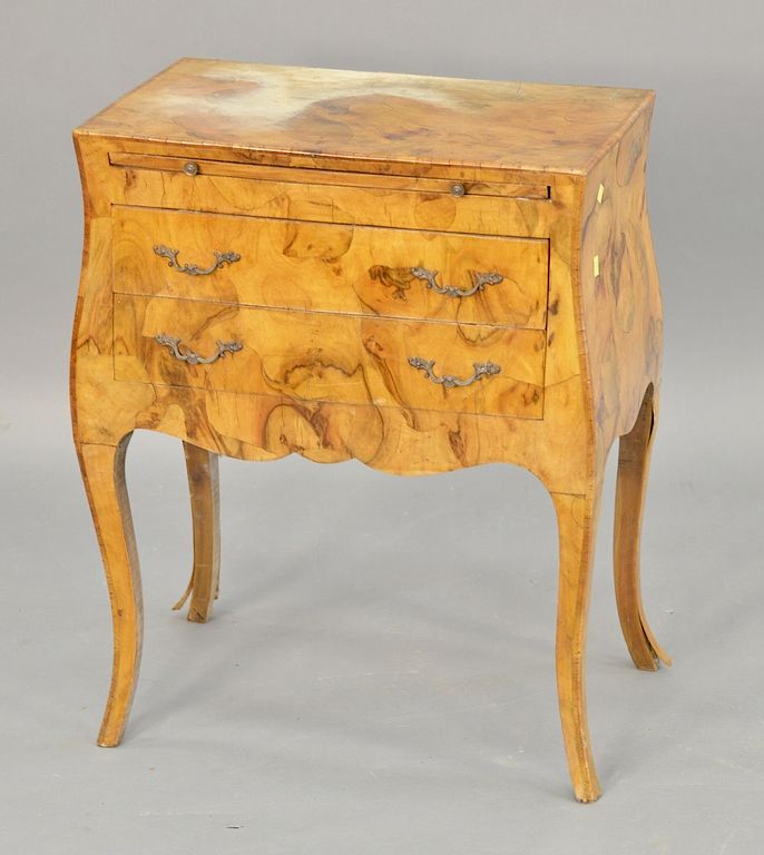 Appraisal: Burlwood small commode water stained top and back ht in