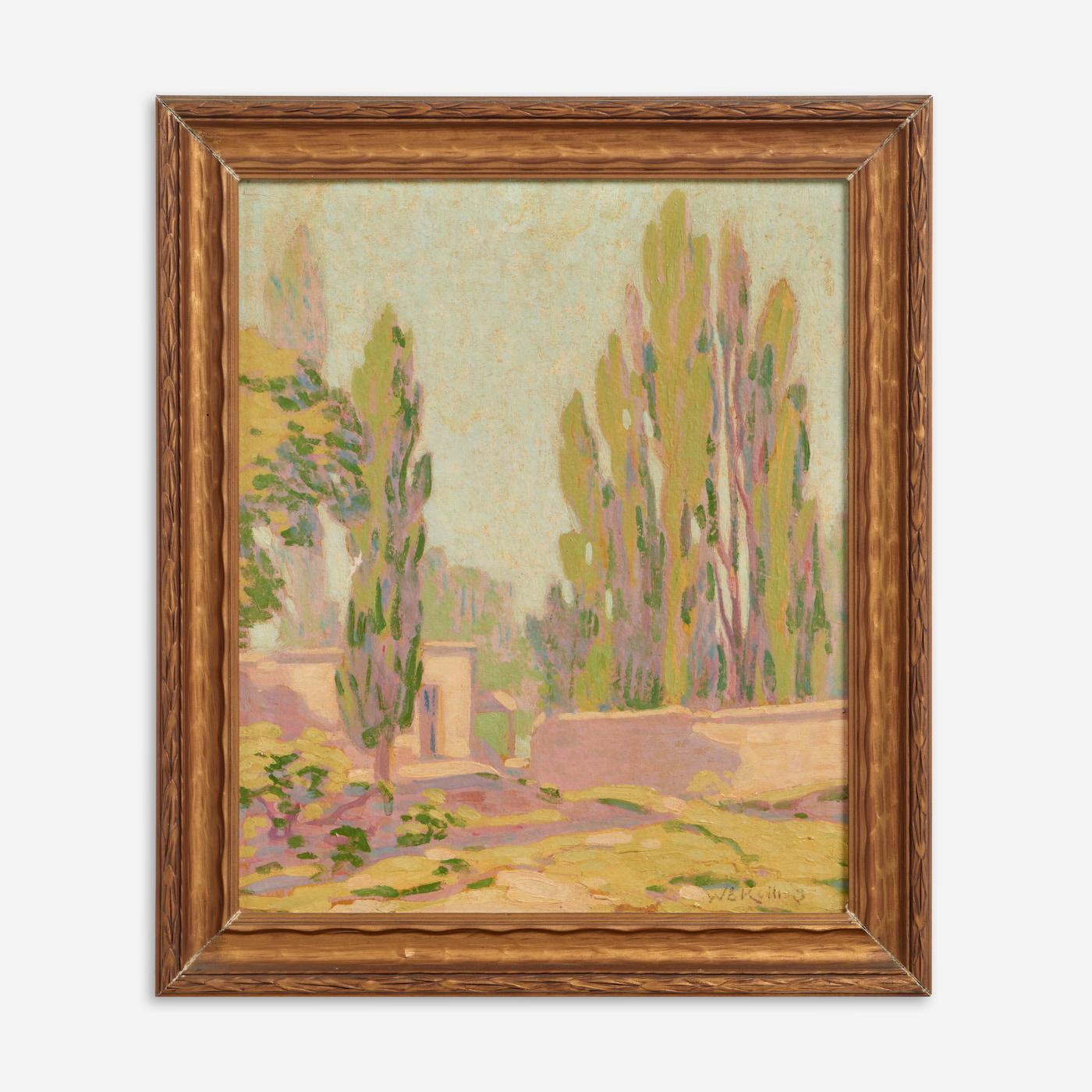 Appraisal: WARREN ELIPHALET ROLLINS ADOBE SCENE WITH POPLARS OIL Warren Eliphalet