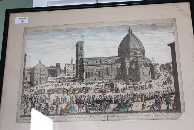 Appraisal: AN TH CENTURY HAND COLOURED ENGRAVING depicting the Cathedral church