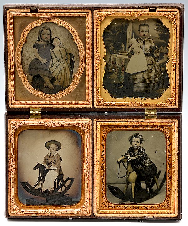 Appraisal: mid- th c plate ambrotypes children with toys mid- th