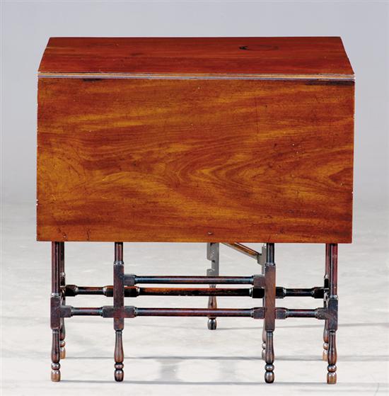 Appraisal: English mahogany drop-leaf table circa rectangulat top with drop leaves