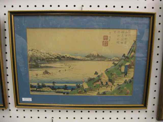 Appraisal: Japanese Woodblock Print frozen lake scene '' x ''