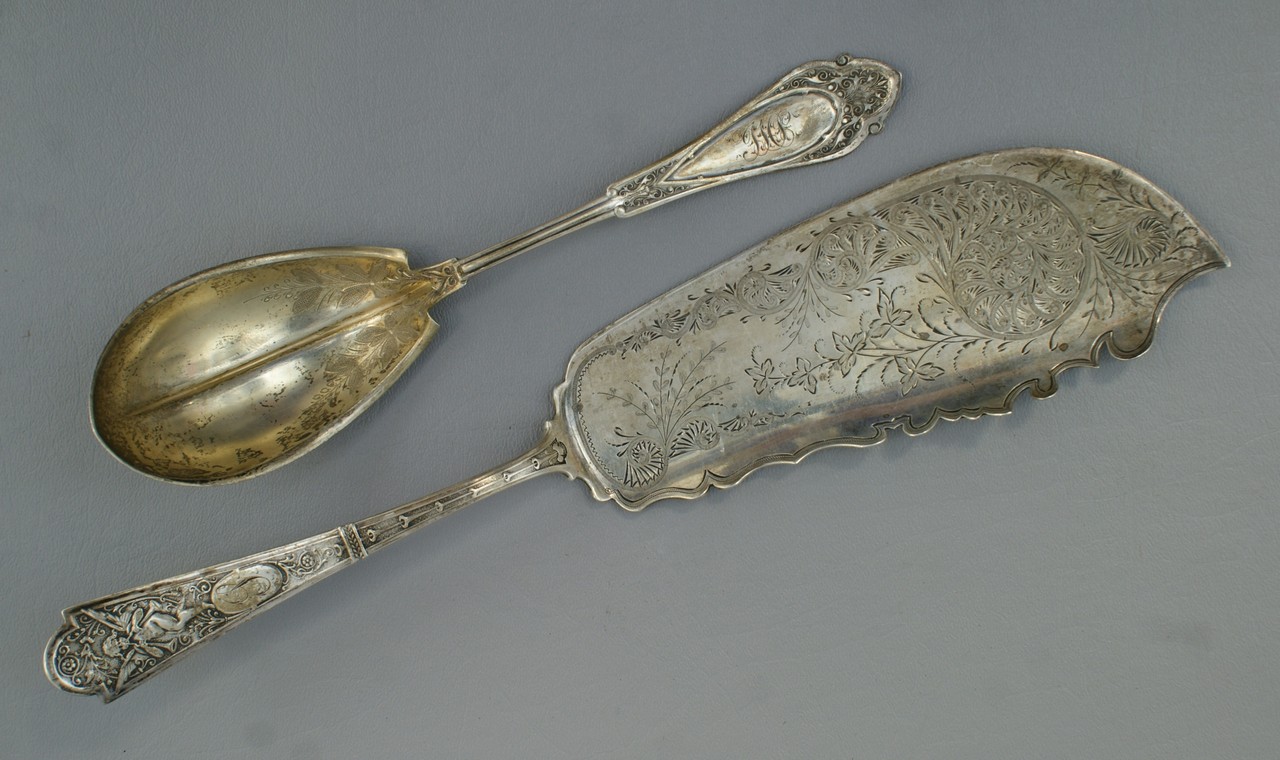 Appraisal: Cupid pattern sterling fish server by Albert Coles NY Shiebler