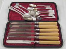 Appraisal: A quantity of silver spoons etc and a boxed set