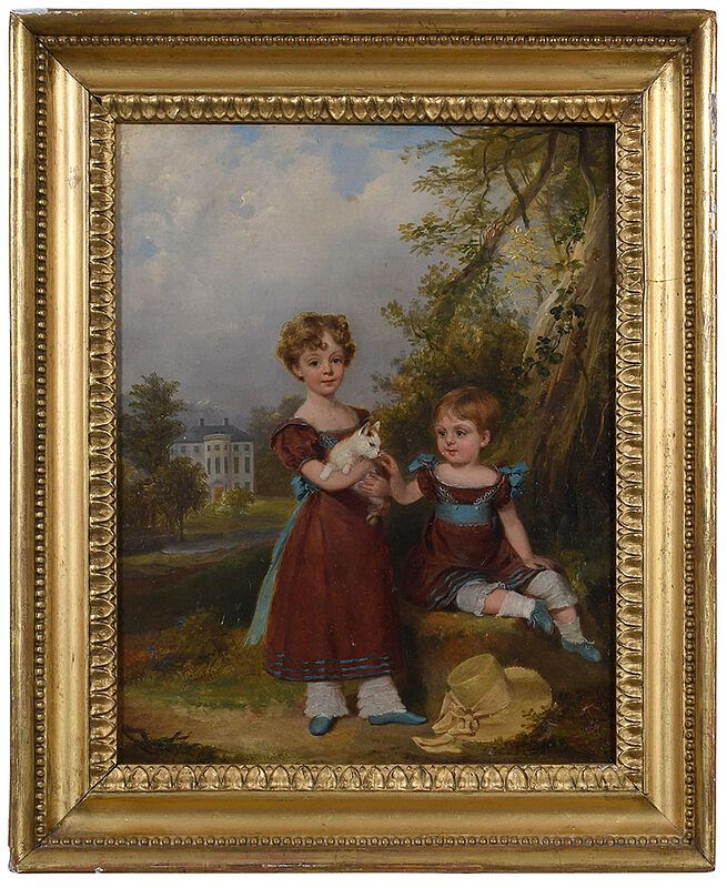 Appraisal: British School Portrait th century Two Young Girls with a