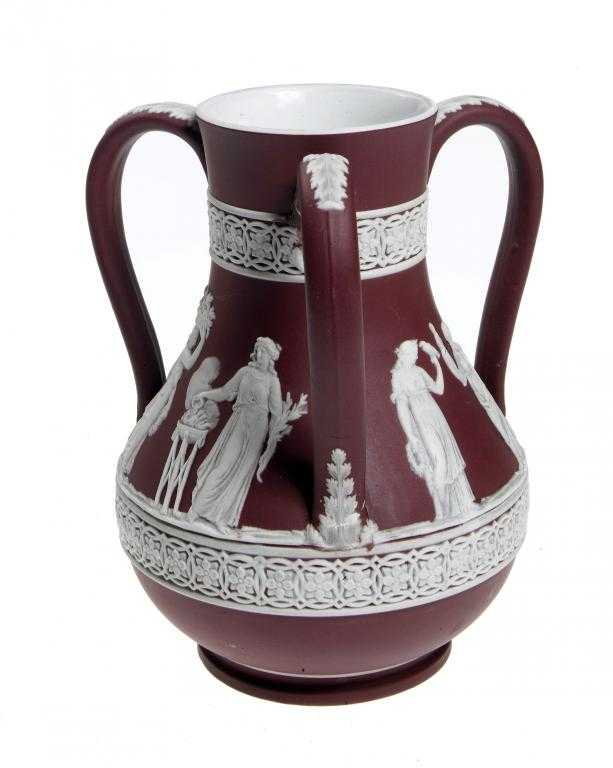 Appraisal: A WEDGWOOD JASPER WARE VASE dipped in crimson jasper and