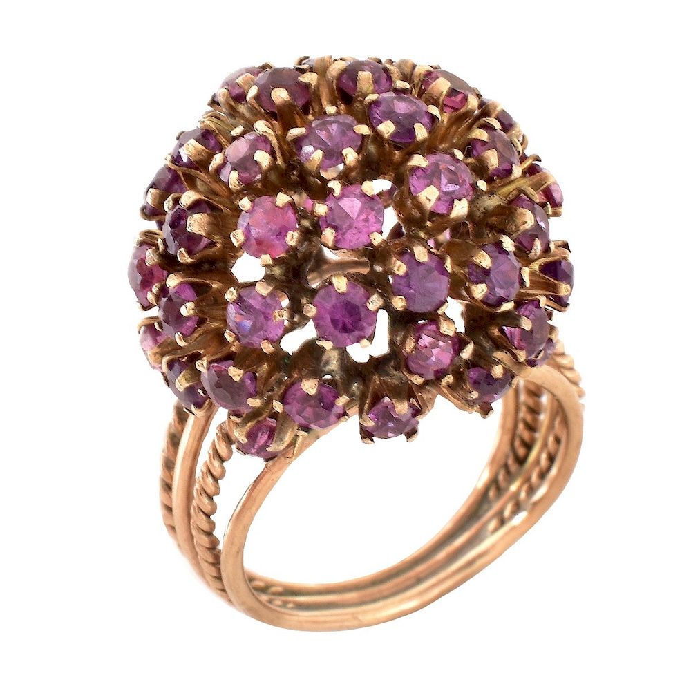 Appraisal: Vintage Ruby and K Gold Ring Vintage Round Cut Ruby