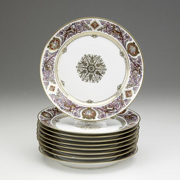 Appraisal: Sevres for Louis Philippe set of nine plates from the