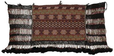 Appraisal: Kurdish tent storage bag flat woven embroidered back repeating geometric