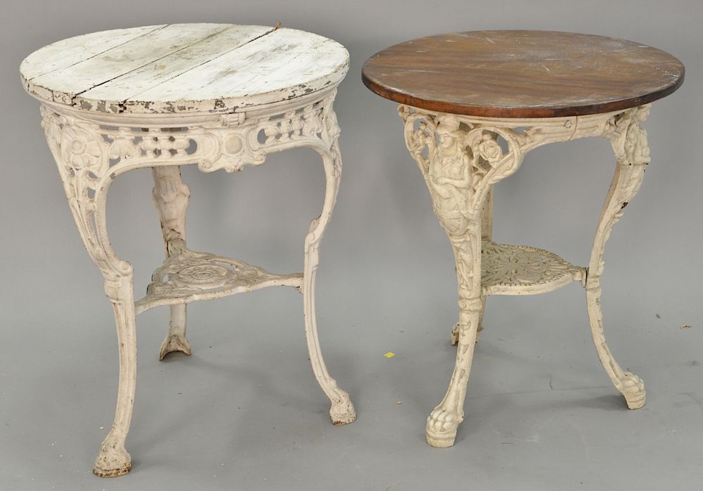 Appraisal: Two iron base round tables ht in dia in Provenance