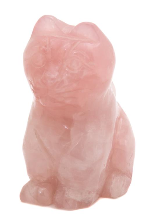 Appraisal: Sale Lot A Chinese Carved Rose Quartz Seated Cat Height