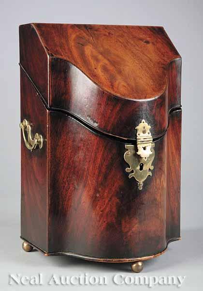 Appraisal: A George III Mahogany Knife Box late th c serpentine