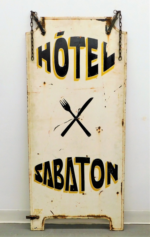 Appraisal: HOTEL SABATON DSP RESTAURANT ADVERTISING SIGN France th CenturyBold black