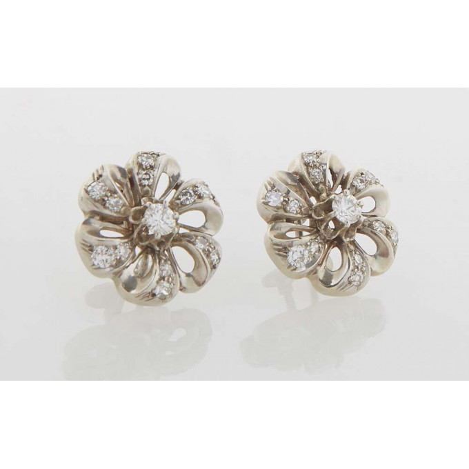 Appraisal: Pair of K White Gold Screwback Earrings th c of