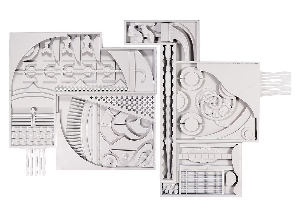 Appraisal: Louise Nevelson Style Wall Sculptures white monochromatic abstract wall sculptures