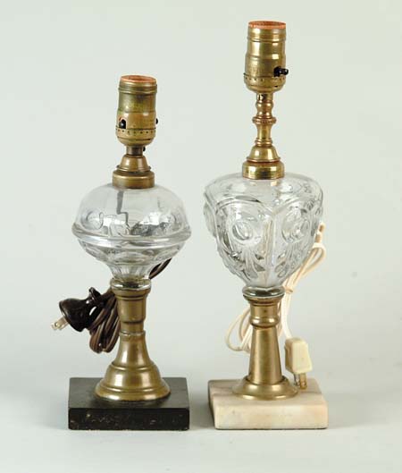 Appraisal: TWO FLUID STEM LAMPS Both converted whale oil lamps having