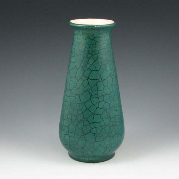 Appraisal: Camark Crackle vase in forest green Marked with gold Camark