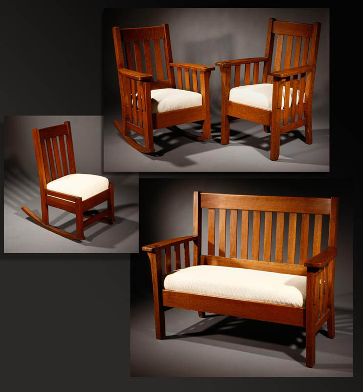 Appraisal: A Harden Mission oak suite of seat furniture A Harden