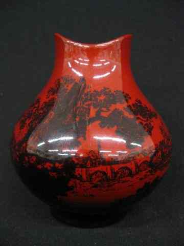 Appraisal: Royal Doulton Rouge Flambe Vase black woodcut style decoration with