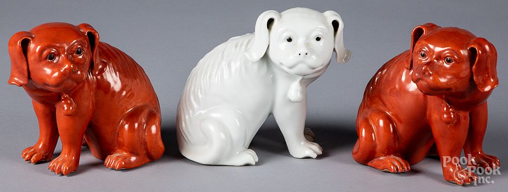 Appraisal: Three Japanese Hirado porcelain dogs Three Japanese Hirado porcelain dogs