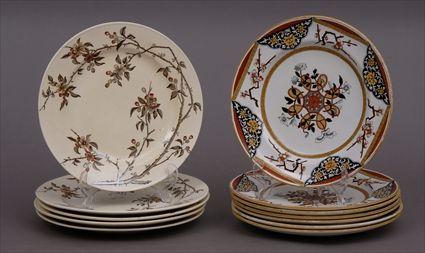 Appraisal: SET OF SEVEN MINTON CO TRANSFER-PRINTED AND POLYCHROMED IRONSTONE 'CLIVE