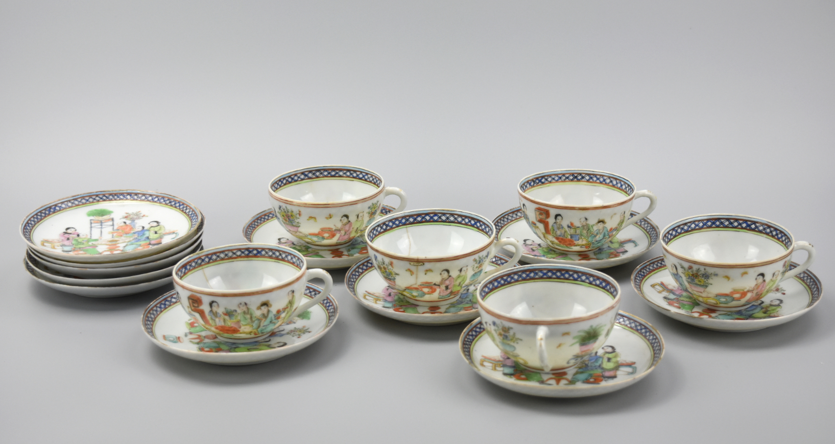 Appraisal: CUP SAUCER EXPORT CHINESE TEA SET TH C A matched