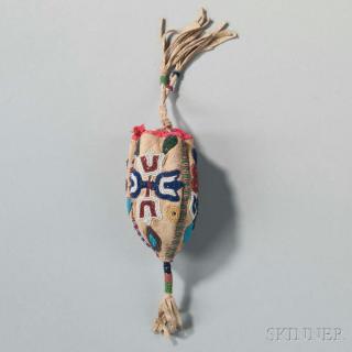 Appraisal: Eastern Sioux Beaded Hide Three-sided Bag c late th century