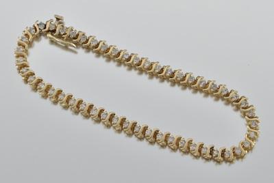 Appraisal: A Ladies' Diamond Bracelet k yellow gold bracelet set with