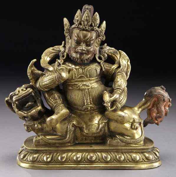 Appraisal: Chinese - Tibetan gilt bronze God of Prosperityriding on a